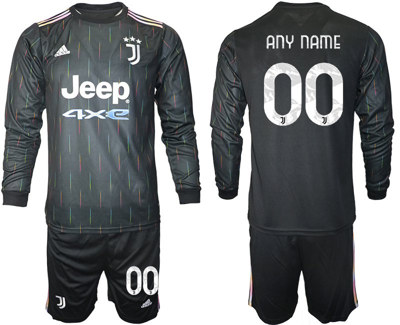 Men 2021-2022 Club Juventus away black Long Sleeve customized Soccer Jersey->juventus jersey->Soccer Club Jersey